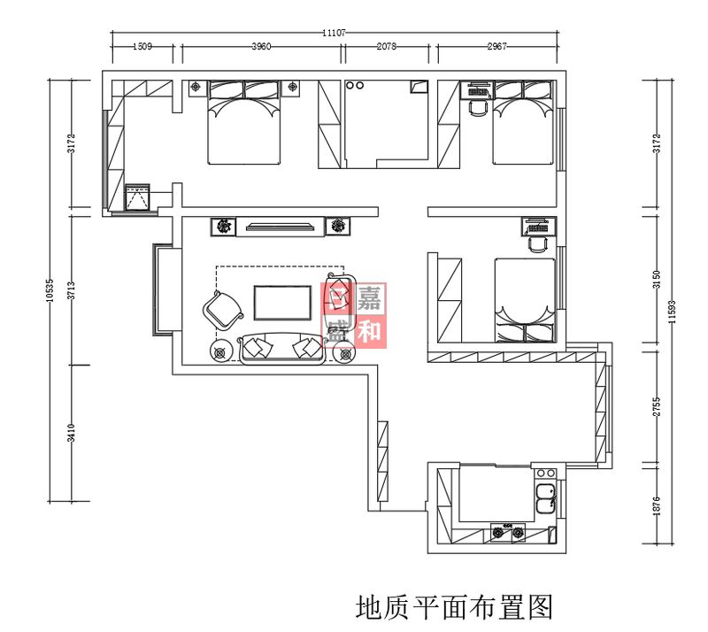 城西地質(zhì)小區(qū)三室現(xiàn)代歐式風格裝修方案